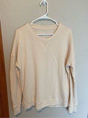 Cream ribbed thermal top